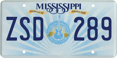 MS license plate ZSD289