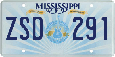 MS license plate ZSD291