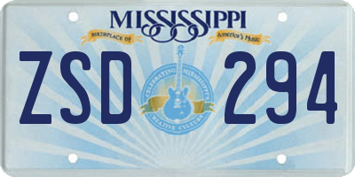 MS license plate ZSD294