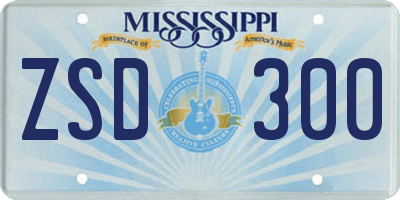 MS license plate ZSD300