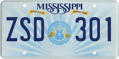 MS license plate ZSD301