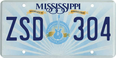 MS license plate ZSD304