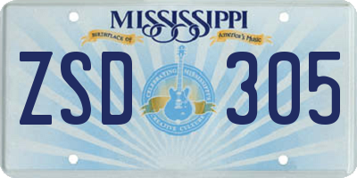 MS license plate ZSD305