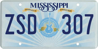 MS license plate ZSD307