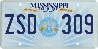 MS license plate ZSD309
