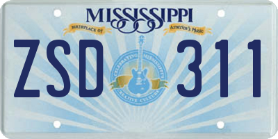 MS license plate ZSD311