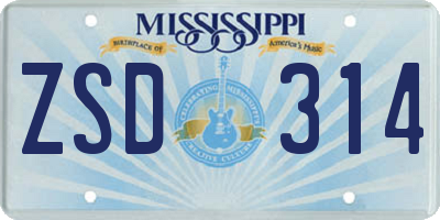 MS license plate ZSD314