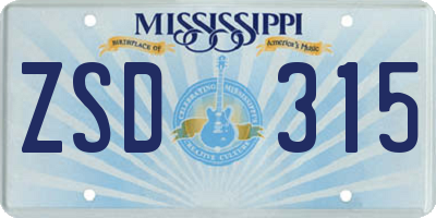 MS license plate ZSD315