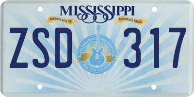 MS license plate ZSD317