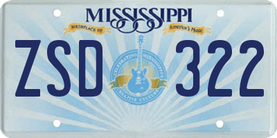 MS license plate ZSD322