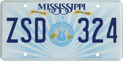 MS license plate ZSD324