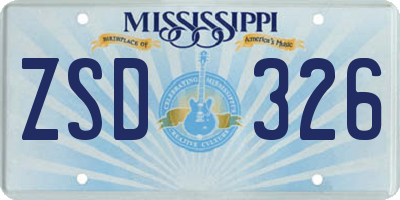MS license plate ZSD326