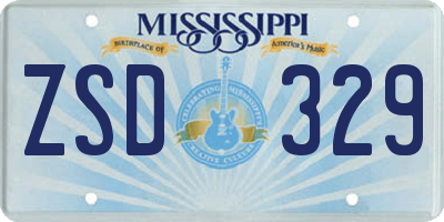 MS license plate ZSD329