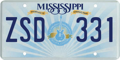 MS license plate ZSD331