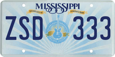 MS license plate ZSD333