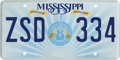 MS license plate ZSD334