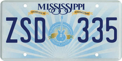 MS license plate ZSD335