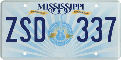 MS license plate ZSD337