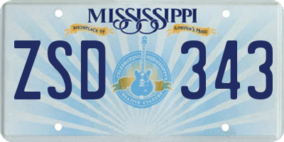 MS license plate ZSD343