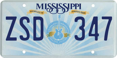 MS license plate ZSD347
