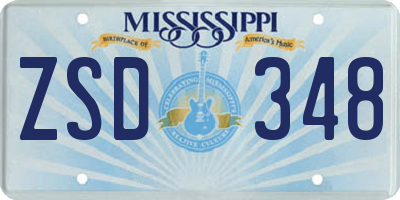 MS license plate ZSD348