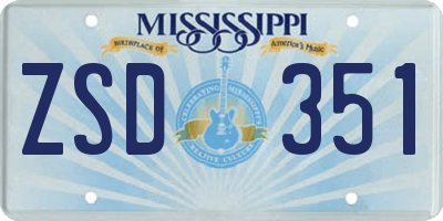 MS license plate ZSD351