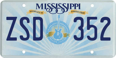 MS license plate ZSD352
