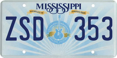 MS license plate ZSD353