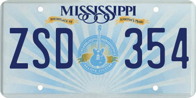 MS license plate ZSD354