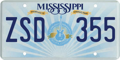 MS license plate ZSD355