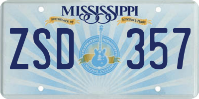 MS license plate ZSD357