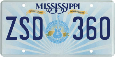 MS license plate ZSD360