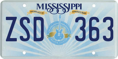 MS license plate ZSD363
