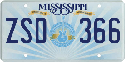 MS license plate ZSD366