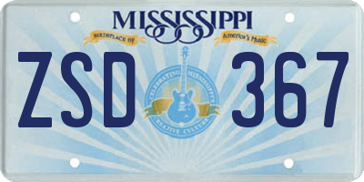 MS license plate ZSD367