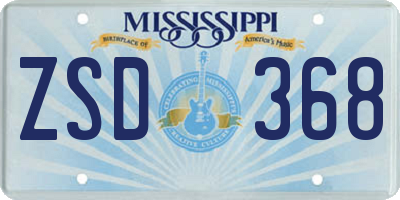 MS license plate ZSD368