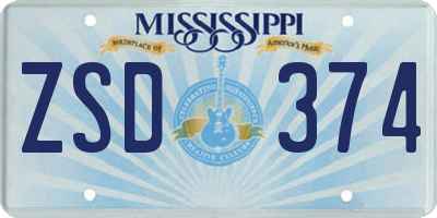MS license plate ZSD374