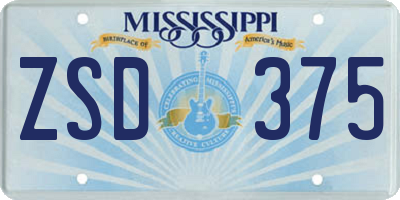 MS license plate ZSD375