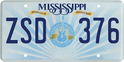 MS license plate ZSD376