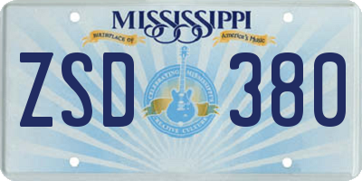MS license plate ZSD380