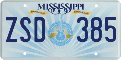 MS license plate ZSD385