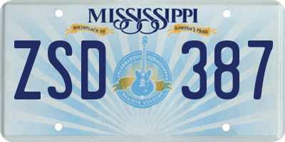 MS license plate ZSD387