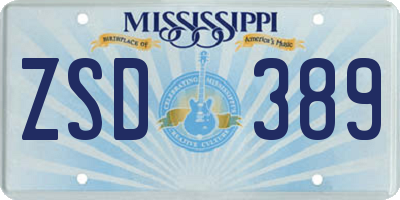 MS license plate ZSD389