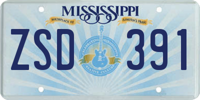 MS license plate ZSD391