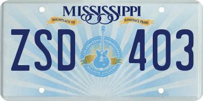 MS license plate ZSD403