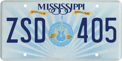 MS license plate ZSD405