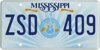 MS license plate ZSD409