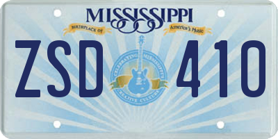 MS license plate ZSD410