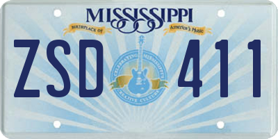 MS license plate ZSD411