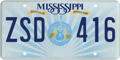 MS license plate ZSD416